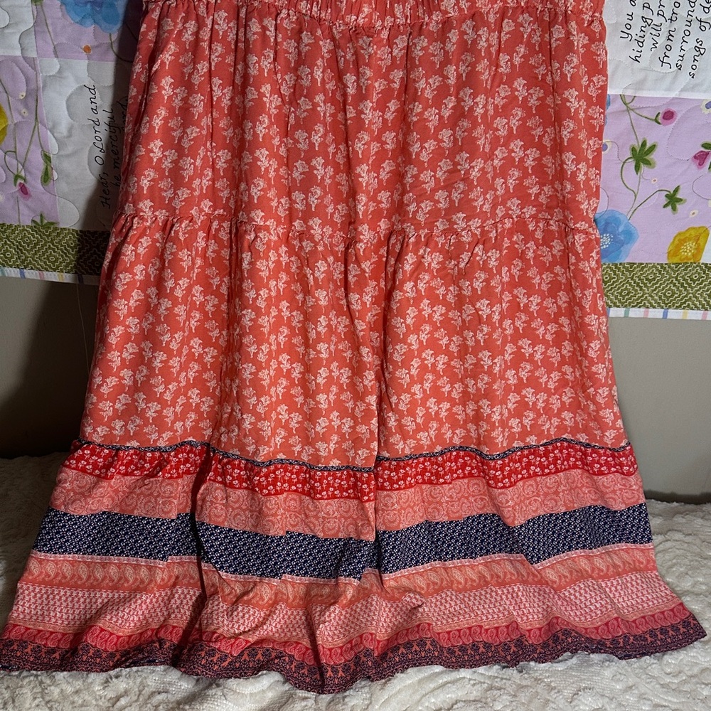 beachlunchlounge Coral floral print multi color Midi Dress - Picture 6 of 9